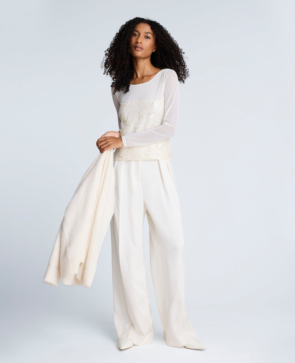Sequin Mesh Long Sleeve Top