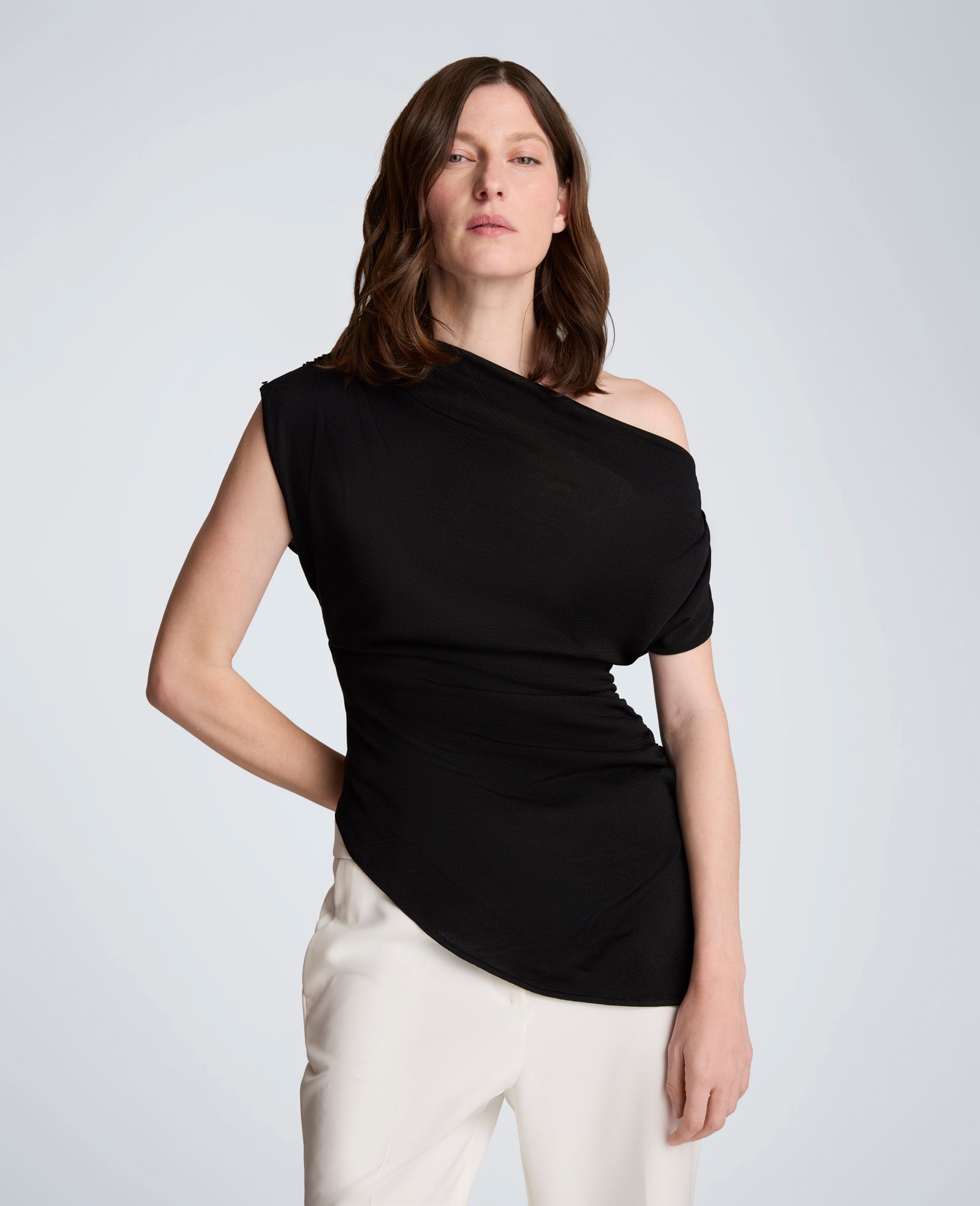 Asymmetrical Drape Neck Top – velfits