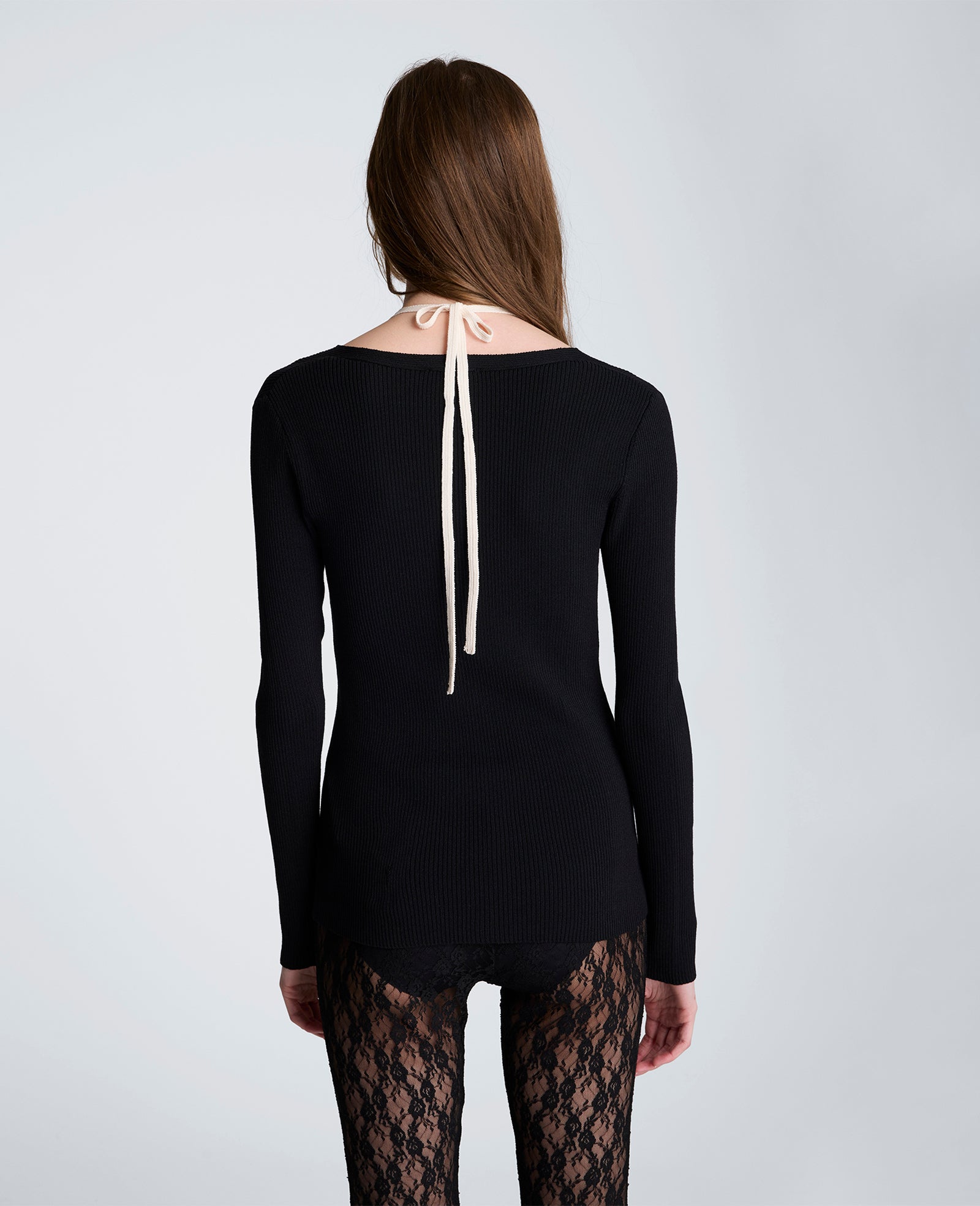 Ribbed Halter Button Front Sweater