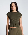 Extended Shoulder Top With Peplum Waist