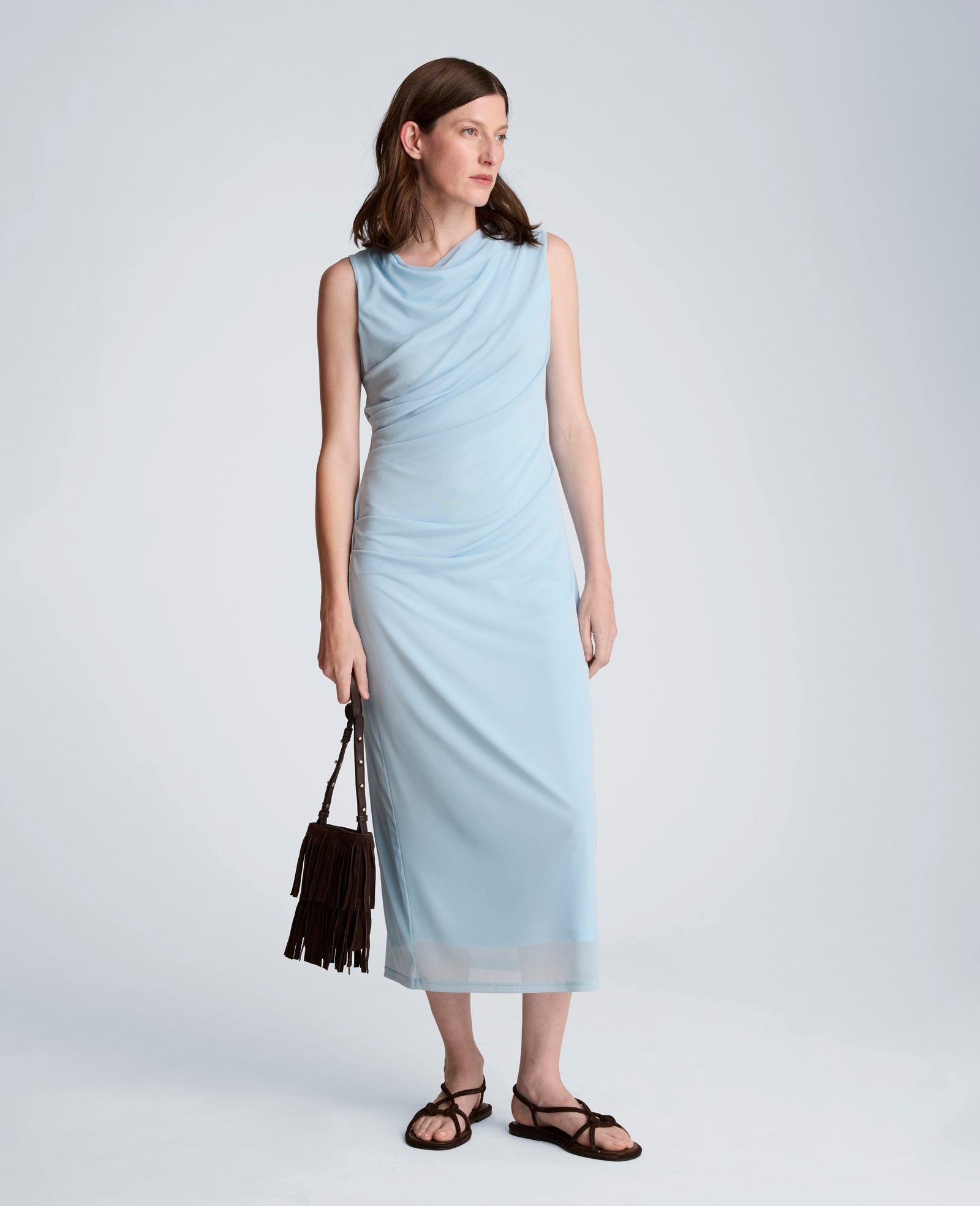 Draped Detailed Modern Midi Dress
