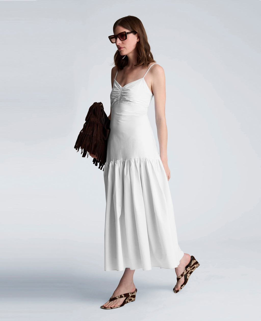 Sweetheart Bubble Flounce Midi Dress