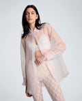 Sheer Organza Oversized Button Front Long Sleeve Shirt