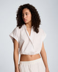 Pleat Crossover Front Cropped Shirt