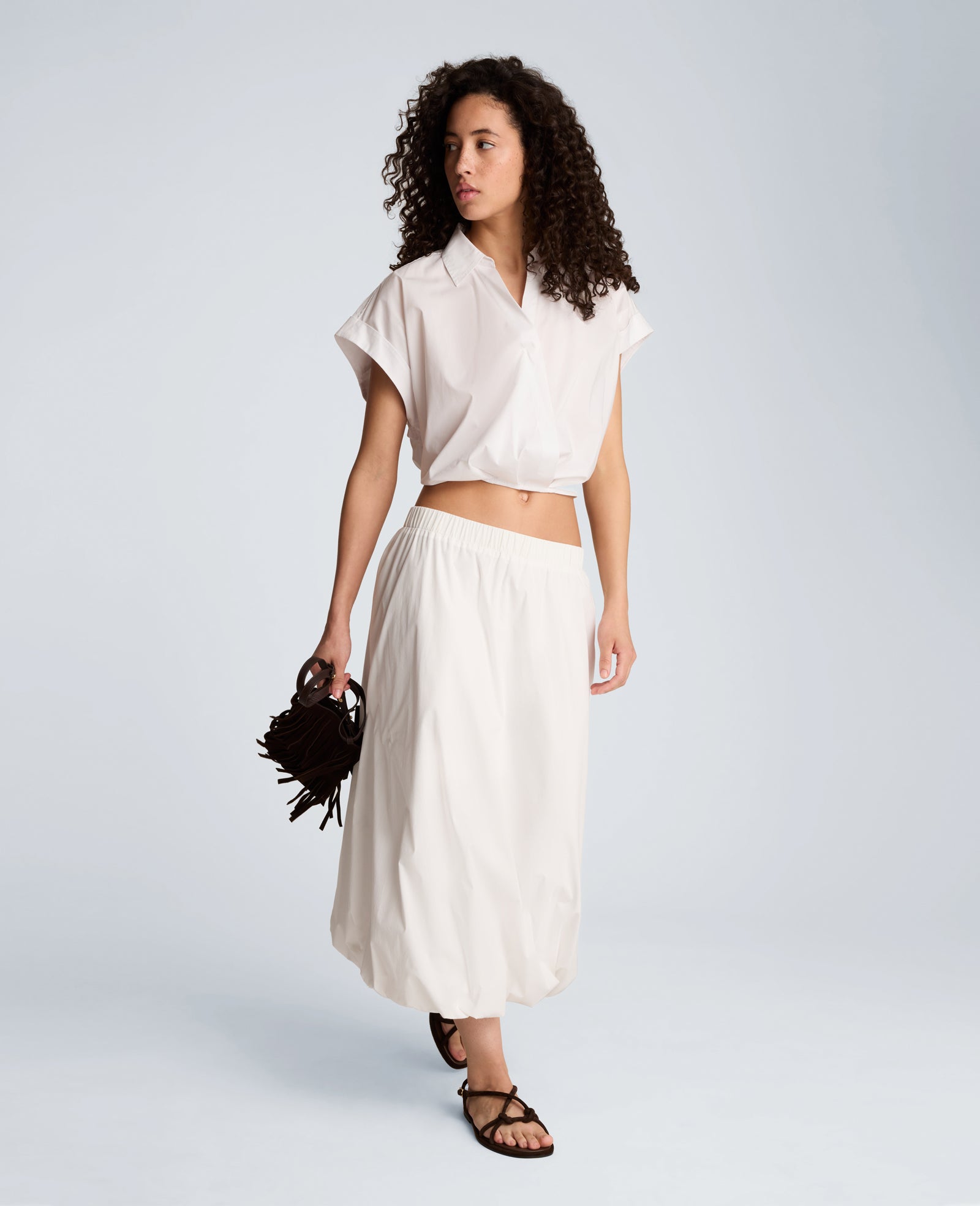 Pull On Bubble Maxi Skirt