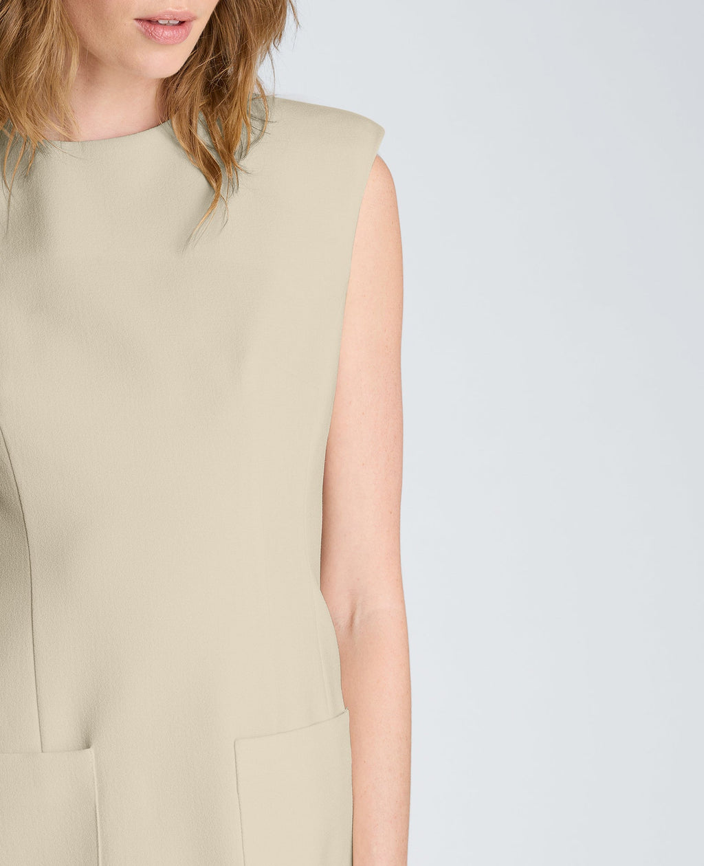 Sleeveless Suit Mini Dress with Patch Pocket