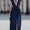 velfits Navy Blue V-Neck Contrast Trim Sleeveless Maxi Dress