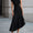 velfits Black One-Shoulder Draped Asymmetric Midi Dress