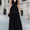 velfits Black Contrast Strap Wrap Front A-Line Maxi Dress