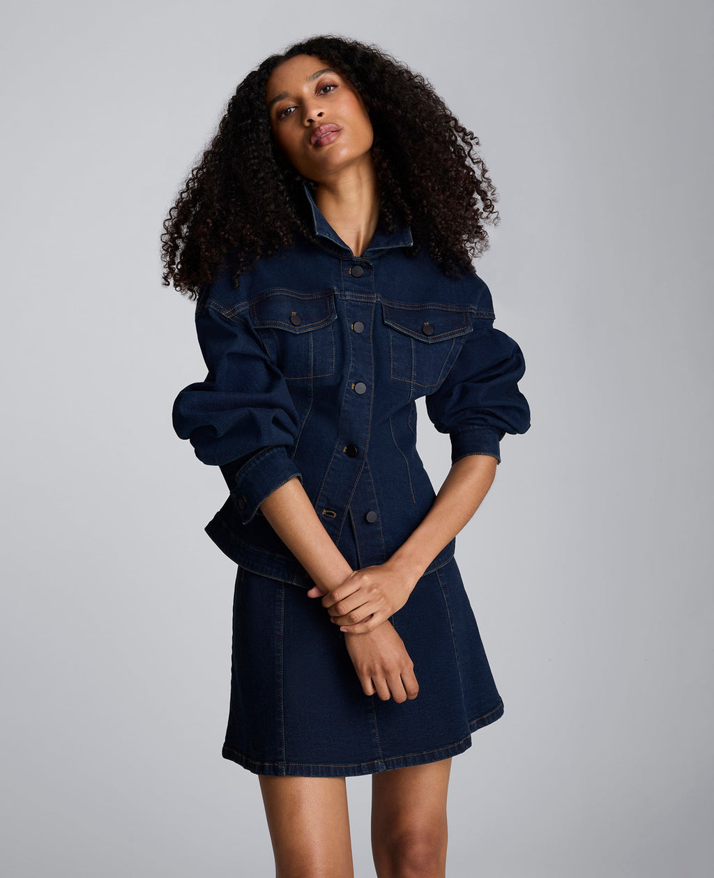 Long Sleeve Denim Corset Trucker Jacket
