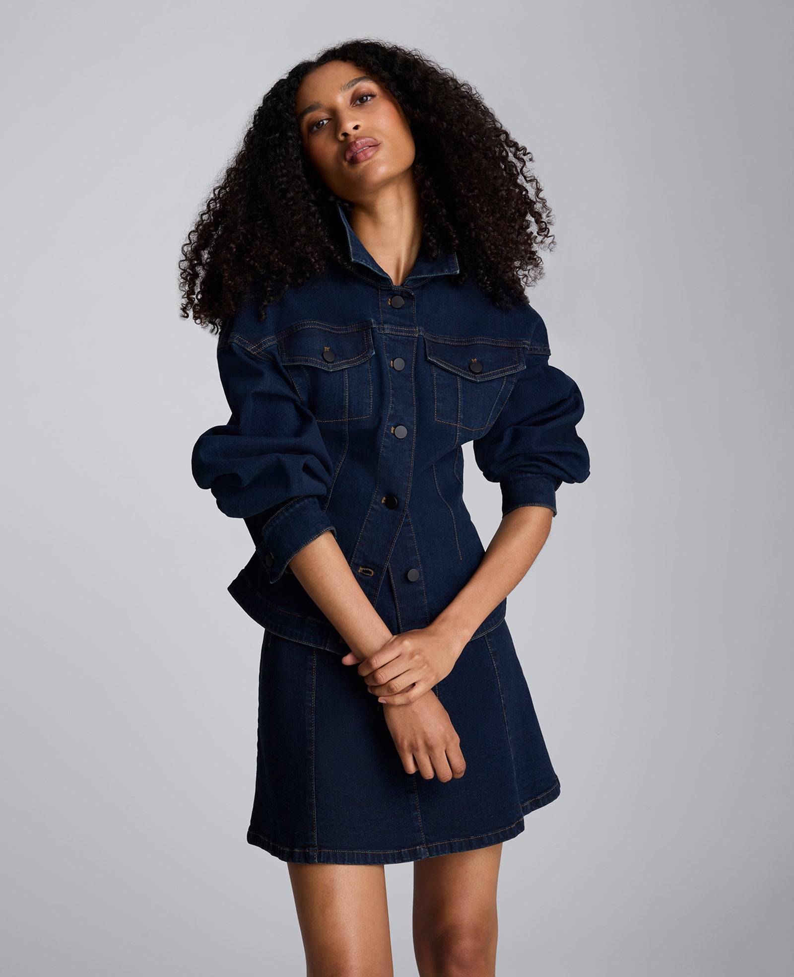 Long Sleeve Denim Corset Trucker Jacket