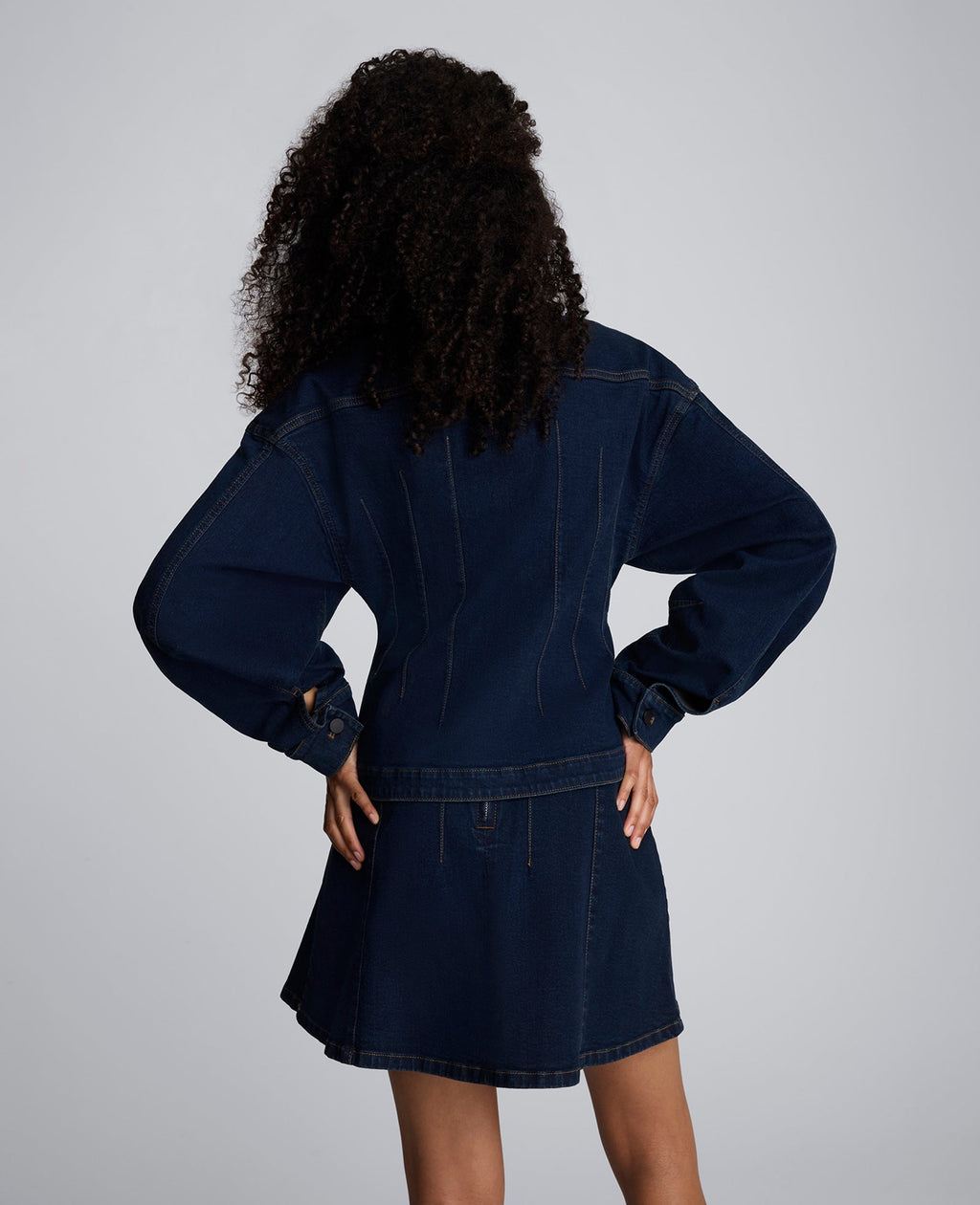 Long Sleeve Denim Corset Trucker Jacket