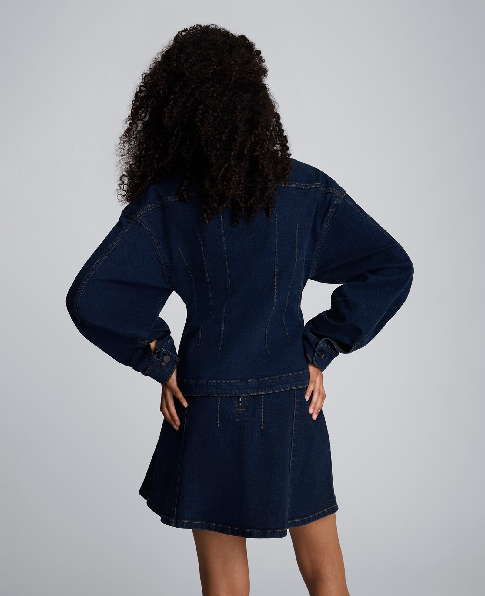 Long Sleeve Denim Corset Trucker Jacket
