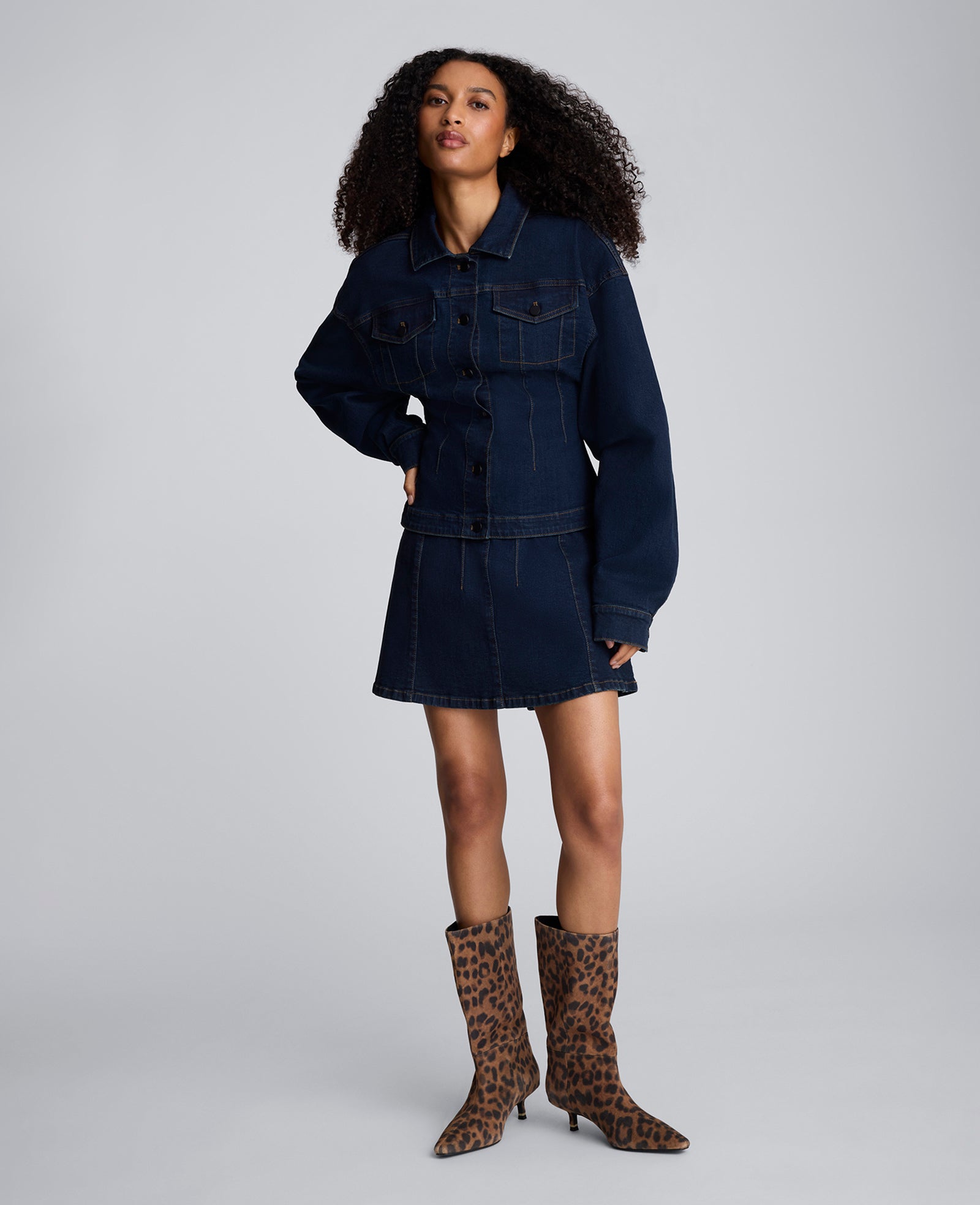 Long Sleeve Denim Corset Trucker Jacket