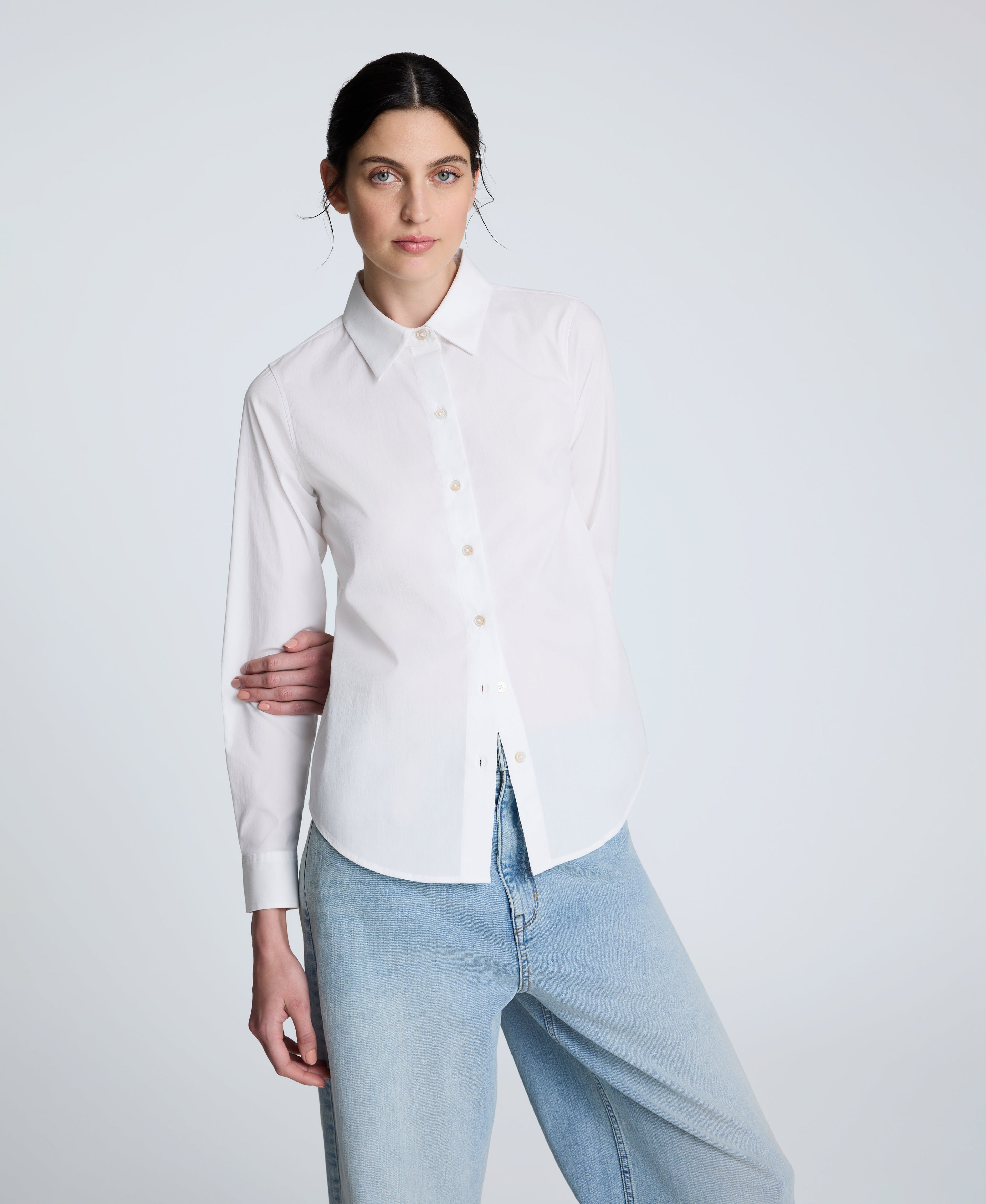 Poplin Button Front Shirt