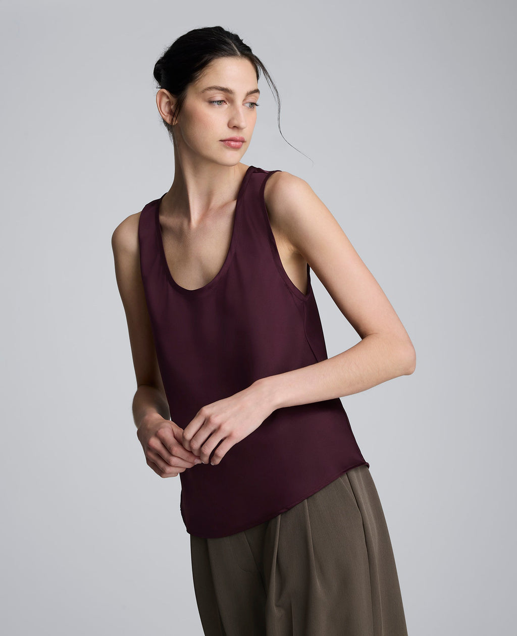 Satin Scoop Neck Tank