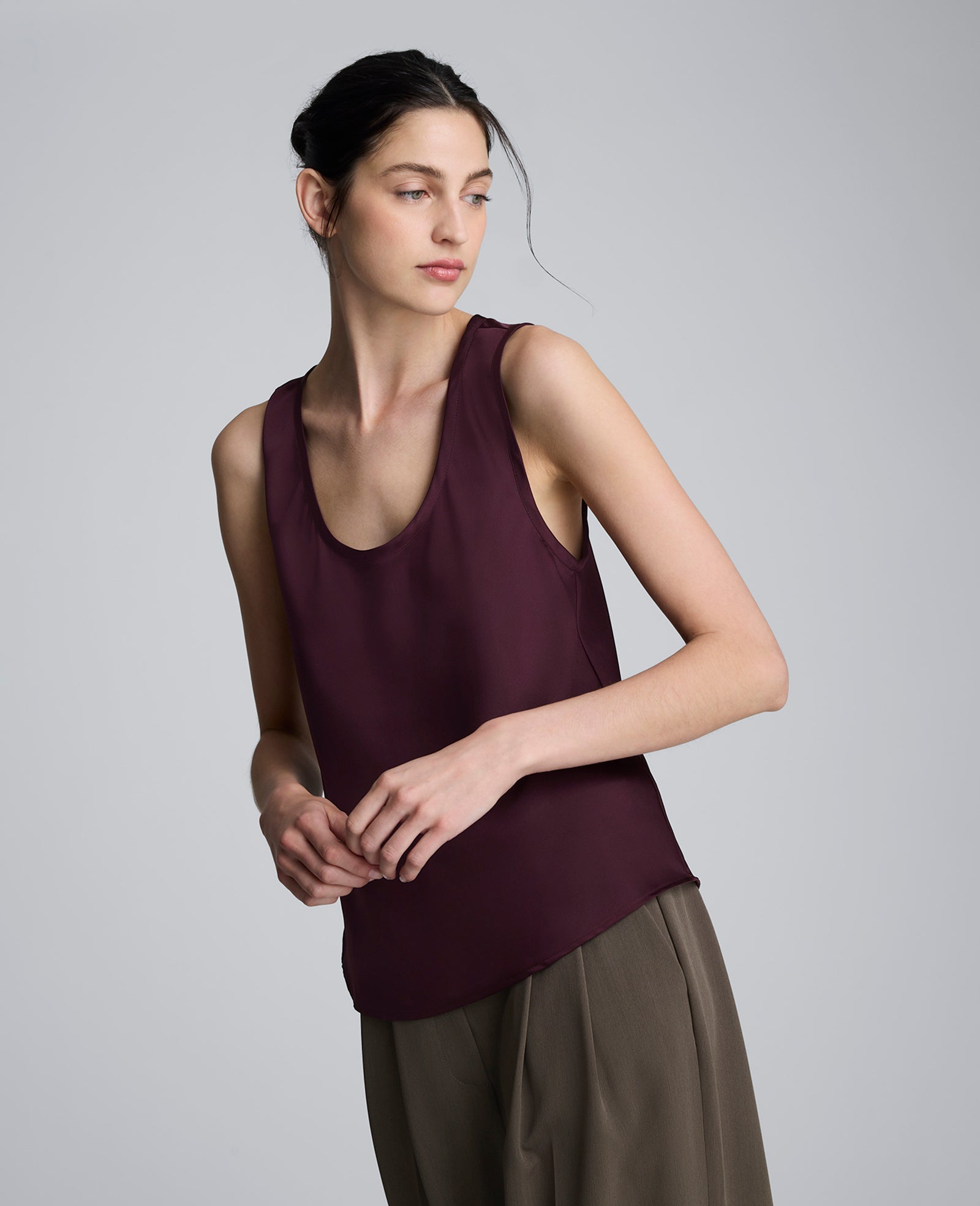 Satin Scoop Neck Tank