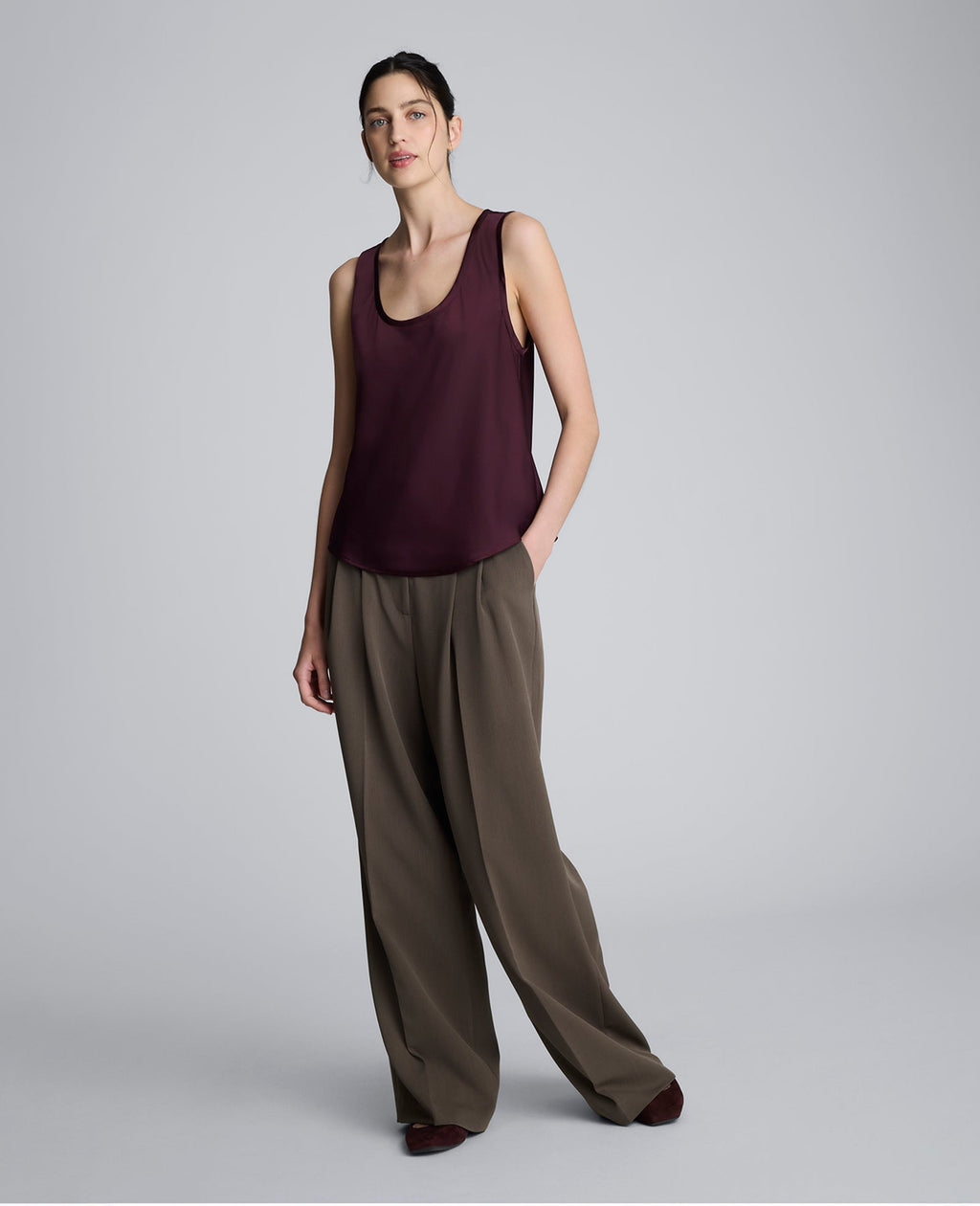 Satin Scoop Neck Tank